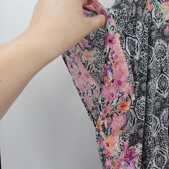 Tolani Collection Printed Woven Caftan Tunic Top Women's LP Floral Boho Hippie - Picture 5 of 10